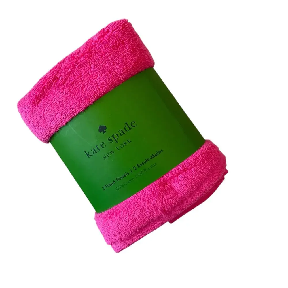 KATE SPADE NY Hot Pink Cotton Hand Towels 16X30 Set of 2 NEW